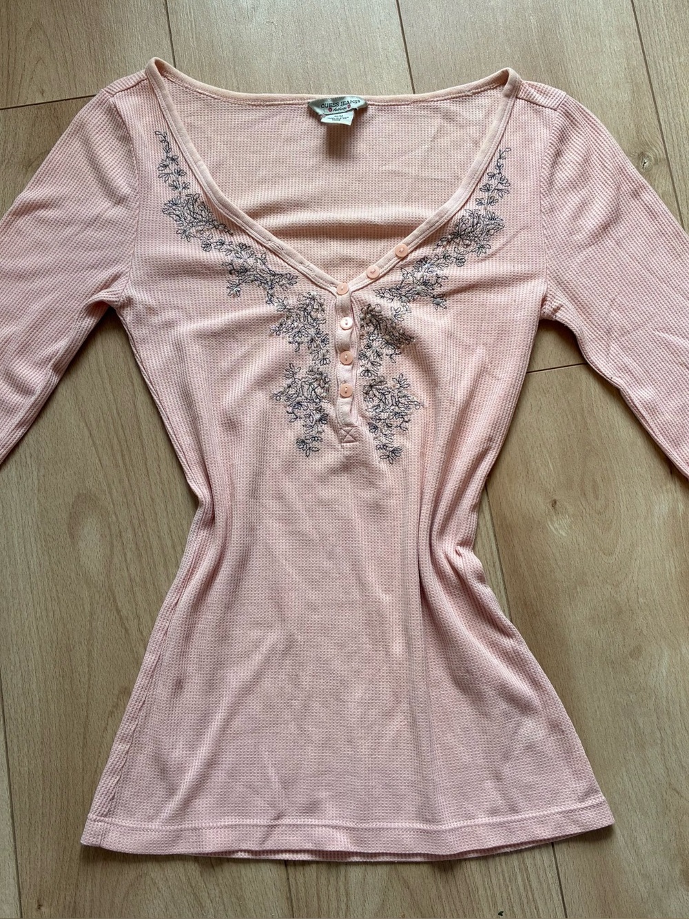 Y2K Guess Henley embroidered top